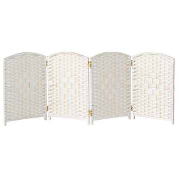 2 ft. Short Diamond Weave Fiber Room Divider White 4 Panel