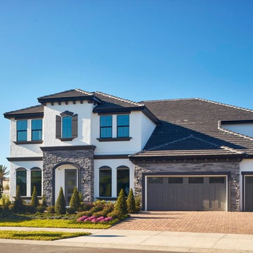 Contemporary White and Dark Grey Home Facade