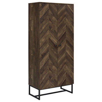 Carolyn 2-door Accent Cabinet Rustic Oak and Gunmetal Tall Accent Cabinet