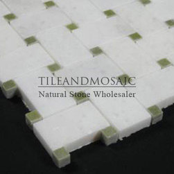 Statuary Crystal White Marble Italian Statuario Basketweave Mosaic Tile with Gre - Products
