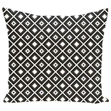 Diamond Mayhem Geometric Print Pillow, Black, 18"x18"