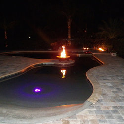 Natural Freeform Pool and Fire Pit - Aboveground Swimming Pools