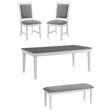 Home Square 4-Piece Set with Dining Table & Dining Bench & 2 Dining Chairs