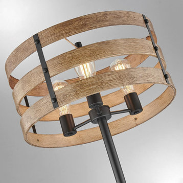 Balta 1 Light Floor Lamp, Brown Wood