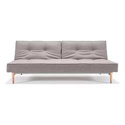 "Innovation" Mixed Dance Grey Splitback Sofa Bed / Light Wood Legs - Furniture