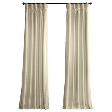 Signature Plush Velvet Blackout Curtain Single Panel, Angora Beige, 50"w X 108"l