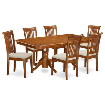 7-Piece Dining Room Set Table, Leaf and 6 Chairs for Dining With Cushion