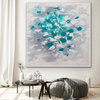 48x48 inches white blue gray art Original Large Modern Painting MADE TO ORDER