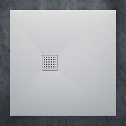 LUSSO STONE VIGO SOLID STONE RESIN SHOWER TRAY & WASTE MATTE BLACK /WHITE FINISH - Products