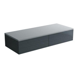 ADM Bathroom Design - ADM Wall Hung Mounted Cabinet, Matte White Top With Black Brush Panels, 39" - Bathroom Cabinets