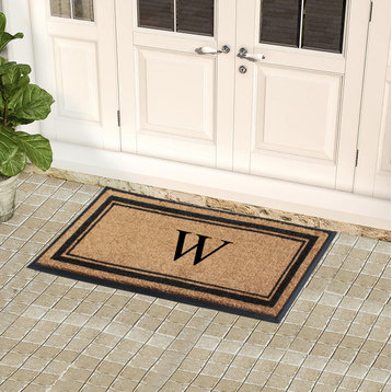 A1HC Picture Frame Natural Rubber and Coir Large Monogrammed Doormat 24"x48", W