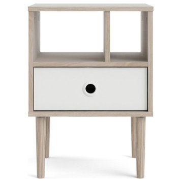 Rome 1 Drawer Nightstand with 2 Shelves, Jackson Hickory/White Matte