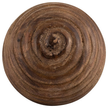 4" Wooden Orb With Ridges, Natural