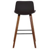 Maddie Counterstool, Walnut Wood Finish & Brown Faux Leather, Barstool