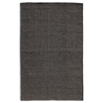 Hand Woven Chevron Patterned Wool Rug by Tufty Home, Grey / Dark Grey, 10x10 Round