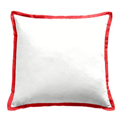 White Outdoor Pillow with Coral Flange - Outdoor Cushions And Pillows