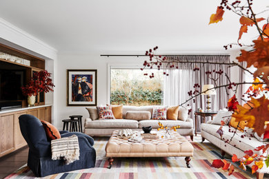 Design ideas for a contemporary living room in Melbourne.