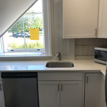 Custom reception desk and kitchen