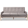 Astelle Light Gray Fabric Walnut Wood Sofa