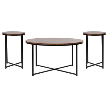 Flash Furniture 3-Piece Walnut Coffee Table Set NAN-CEK-1787-WAL-BK-GG