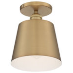 Nuvo Lighting - Nuvo Lighting 60/7321 Motif - 7 Inch 1 Light Semi-Flush Mount - Motif; 1 Light; 7 in.; Semi-Flush Brushed Brass wiMotif 7 Inch 1 Light Brushed Brass/White *UL Approved: YES Energy Star Qualified: n/a ADA Certified: n/a  *Number of Lights: Lamp: 1-*Wattage:100w A19 Medium Base bulb(s) *Bulb Included:No *Bulb Type:A19 Medium Base *Finish Type:Brushed Brass/White