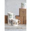 5" Round Stoneware Mug, Animal Print Designs, Storage Box, Cream, Set of 8