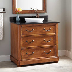 36" KARRYNA MAHOGANY VANITY FOR SEMI-RECESSED SINK - OAK - Bathroom Vanities And Sink Consoles