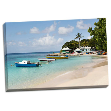 Fine Art Photograph, Caribbean Boats I, Hand-Stretched Canvas