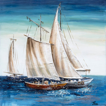 "Sailing Away" Hand Painted Canvas Art, 40"x40"