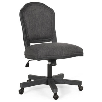 Oakes Upholstered Swivel Office Chair, Charcoal and Gray Weathered, 100% Polyest