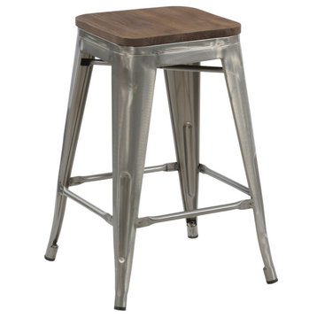 Spur Metal and Wood Counter Stools, Set of 4