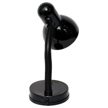 Simple Designs Basic Metal Desk Lamp With Flexible Hose Neck, Black