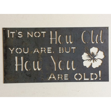 Metal How Old You Are Sign Metal Wall Art, Clear Coat