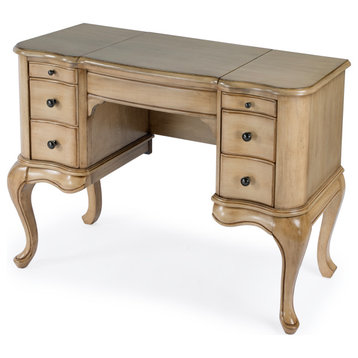 Charlotte Vanity Desk With Storage, Antique Beige