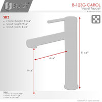 STYLISH Single Handle Bathroom Vessel Sink Faucet, Stainless Steel Brushed Gold