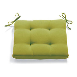 Solid Tufted Chair Cushion Pesto  17.5" X 19" - Outdoor Cushions And Pillows