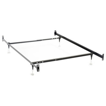Coaster Metal Twin Full Bed Frame with Adjustable Glides in Black