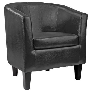 Atlin Designs Mid-Century Tub Chair in Black Bonded Leather