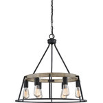 Quoizel - Quoizel BRT5006GK Brockton 6 Light Chandelier - Grey Ash - With open framework and weathered styling, the Brockton comes farmhouse-approved. The grey ash finish of the thin metal body pairs perfectly with the whitewash finish of the faux wood accents. Vintage filament bulbs provide soft, ambient light in this rustic charmer.