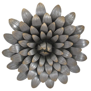 32.25" Gray Classical Style Precise Finished Floral Sculptured Wall Art