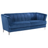 Elegant Classic Living Room Velvet Sofa, Blue