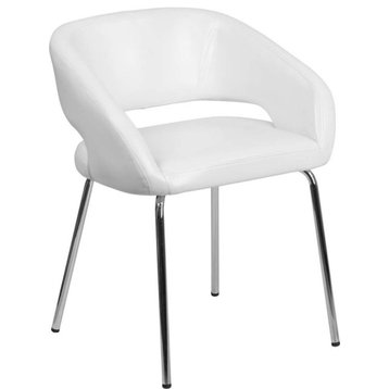 Fusion Series Contemporary White Leather Side Reception Chair