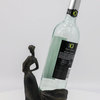 Art Deco Classy Lady Figurine Wine Bottle Holder Cast Iron Metal