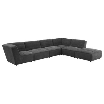 Coaster Sunny 6-Piece Upholstered Fabric Modular Sectional in Dark Charcoal