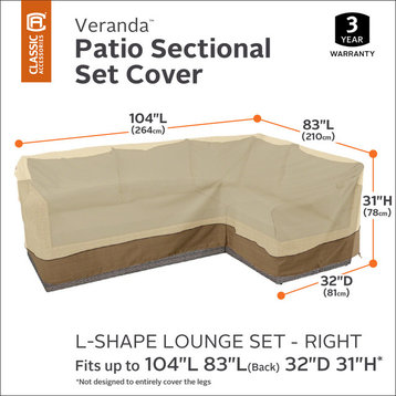 Patio Right Facing L-Shape Sectional Lounge Set Cover-Durable