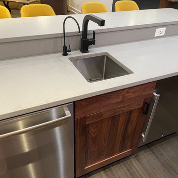 Basement launch and bar buildout with custom furniture
