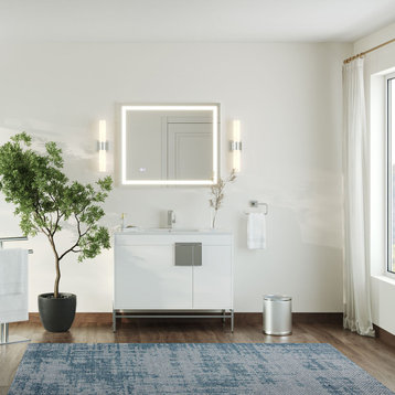 The Lancado Bathroom Vanity, White, 40", Single Sink, Freestanding