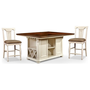 Furniture of America Hendrix 3-Piece Wood Counter Height Dining Set in White