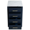 Jacques 20" Side Cabinet, White Carrara Marble Top, Navy Blue
