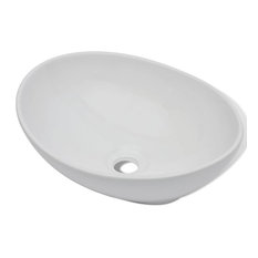 vidaXL Ceramic Basin Oval-shaped 16.1"x13.4" White Bathroom Vessel Sink Bowl